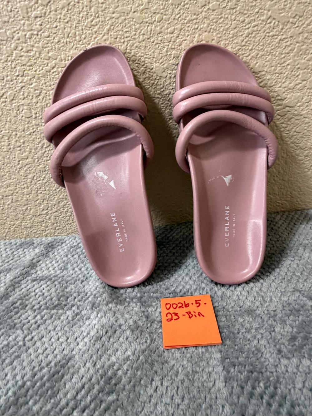 Everlane Dusty Rose Padded Double-Strap Slide Sandals size 8